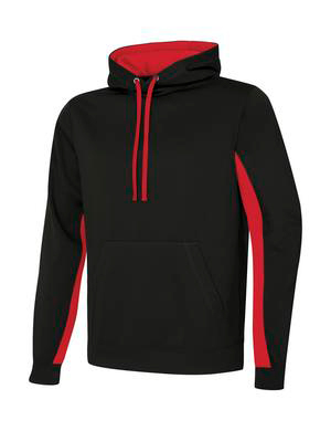 black and gold performance fleece contrast full-zip hoodie.