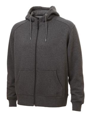 charcoal grey performance fleece full-zip hoodie.
